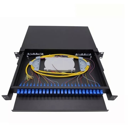 Cold Rolled Plate 1U 24 Port SC SX FTTH Fiber Optic Patch Panel for 19 Inch Rock Mount