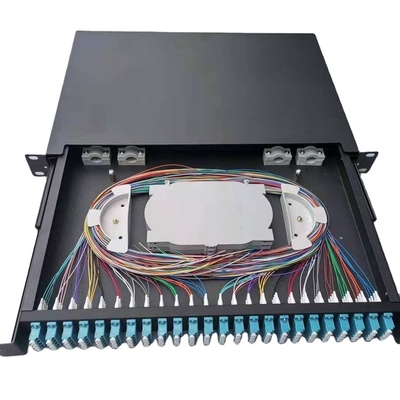 Cold Rolled Plate 1U 24 Port SC SX FTTH Fiber Optic Patch Panel for 19 Inch Rock Mount