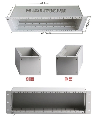 1x2 1x4 1x8 16 Slots Fiber Optical PLC LGX Splitter Chassis for 3U 19&quot; Rack Mount