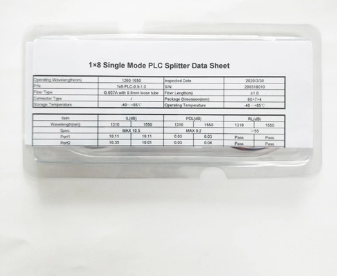 1M/1.5M G657A Fiber PLC Fiber Optic Splitter with Operating Wavelength 1260-1650nm