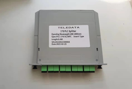 Fiber Type G657A 1x8 SC APC PLC Cassette Fiber Optic Splitter for Signal Transmission